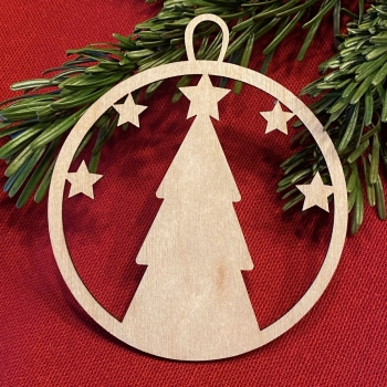 Baum mit Sternen - Geschenkanhänger/Christbaumanhänger aus Holz -