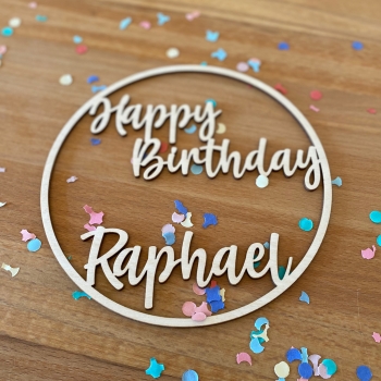 Einleger Happy Birthday Wunschname - passend für Geburtstagskranz