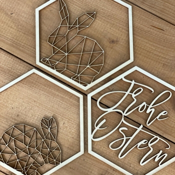 Hexagon 3er Set "Ostern" aus Holz