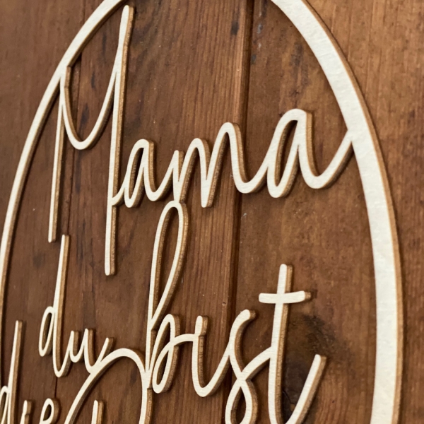 Türkranz "Mama du bist die Beste" aus Holz - Detailansicht