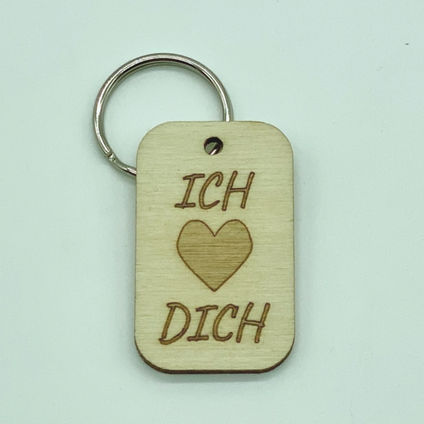 Schlüsselanhänger "Ich liebe dich" aus Holz