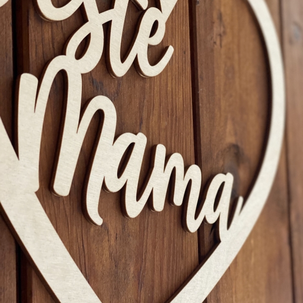 Herz "beste Mama" aus Holz - Detailansicht